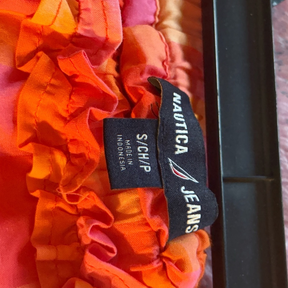 Nautica Pink & Orange Plaid Tiered Maxi Skirt - Picture 2 of 4